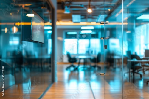 Wallpaper Mural Modern office interior with glass walls and technology Torontodigital.ca