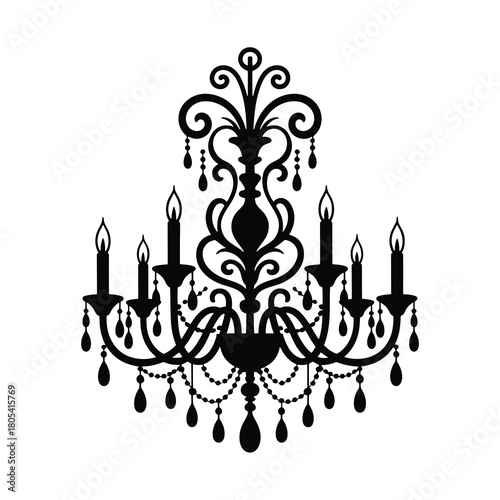 Elegant ornate chandelier silhouette