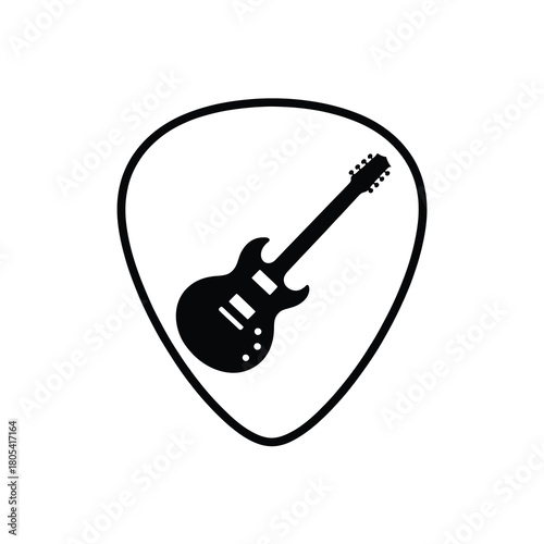 Electric guitar silhouette on guitar pick