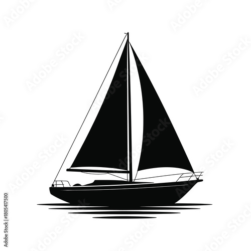 Classic sailboat silhouette on white background silhouette