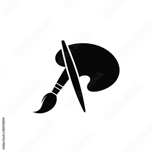 Artist s paintbrush and palette silhouette