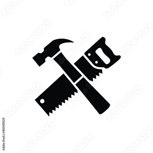 Crossed hammer and saw silhouette