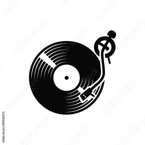 Vintage record player silhouette
