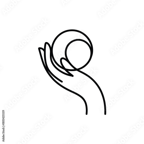 Hand holding a crescent moon silhouette