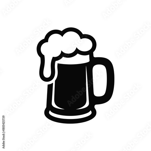 Beer mug with overflowing foam silhouette