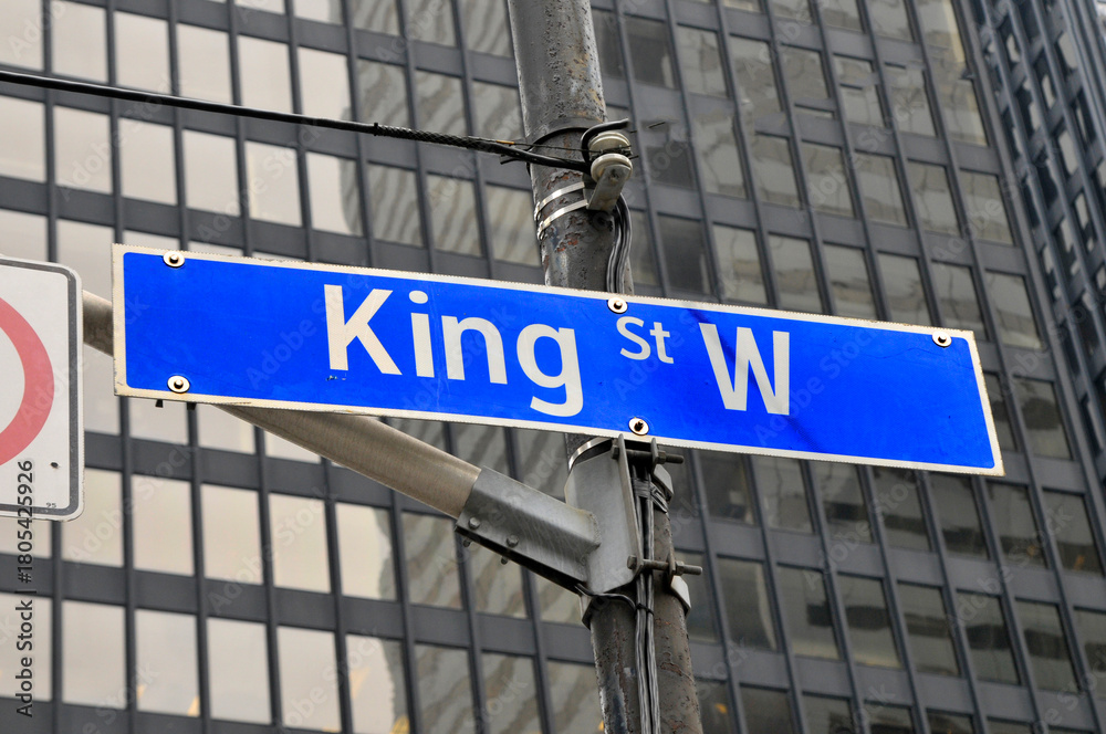 Fototapeta premium King street major street sign in downtown Toronto Ontario Canada. 11.20.25