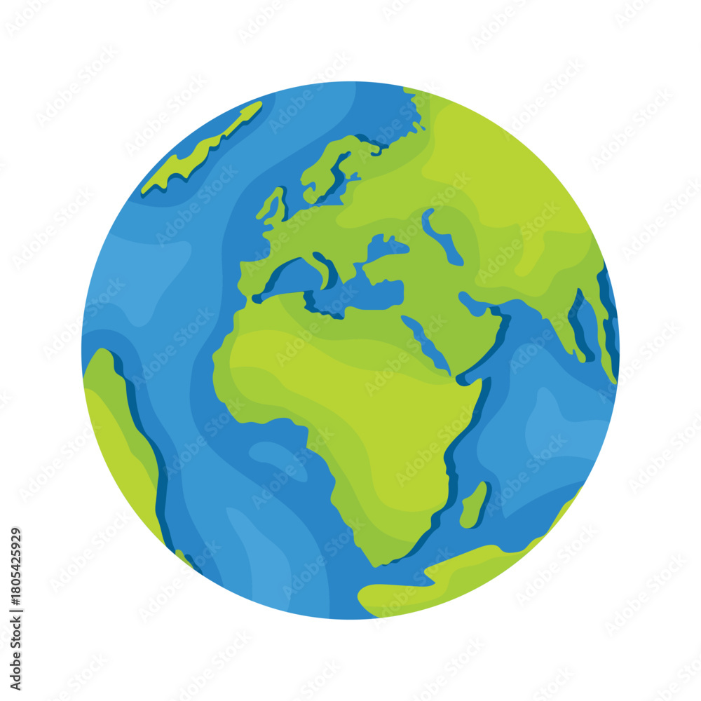 Naklejka premium Planet Earth with africa continent and europe in center. Vector world illustration isolated on white.