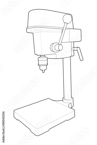 black and white drill press outline clip art preview