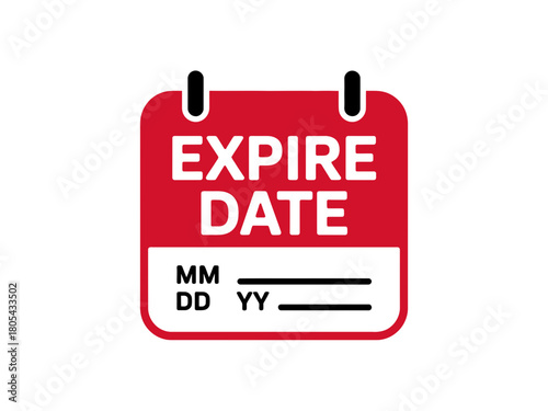 A red expire date calendar icon on a white background
