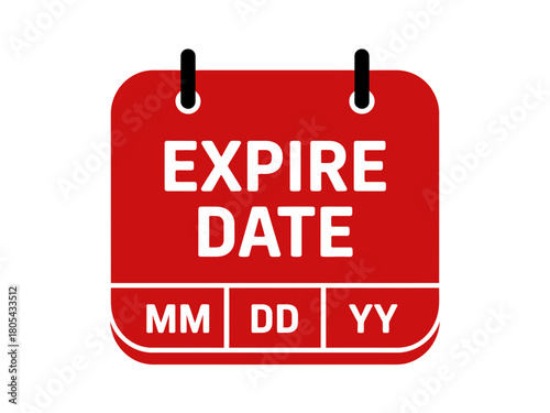 Red expire date calendar icon with mm dd yy indicators