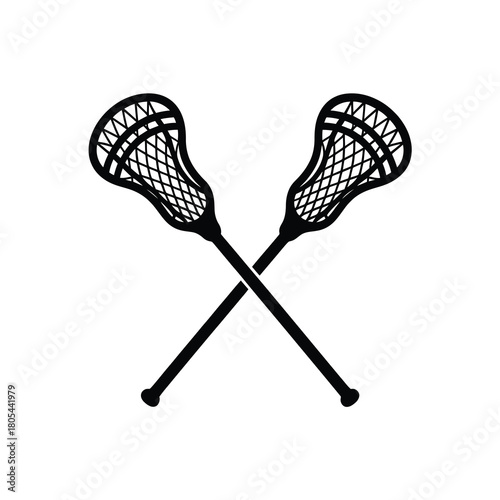 Crossed lacrosse sticks silhouette