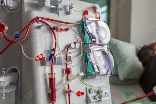 Germany, Bavaria, Munich, Portrait photograph of a man in the dialysis unit of a hospital