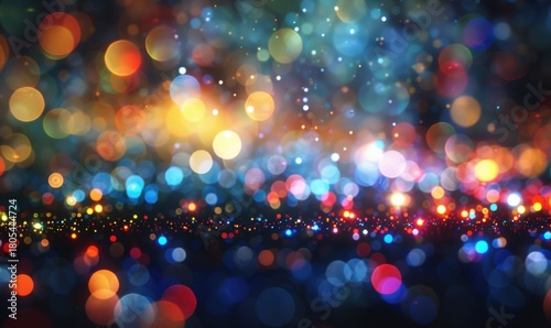 Abstract bokeh lights background with vibrant color and sparkling effect