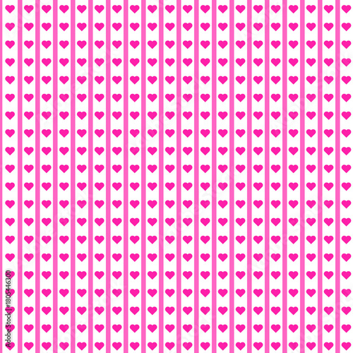 Fotografie Cute Pink Hearts Repeating Pattern – Valentine Seamless Background