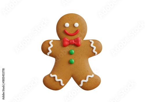 christmas gingerbread man isolated on a transparent or white background. PNG