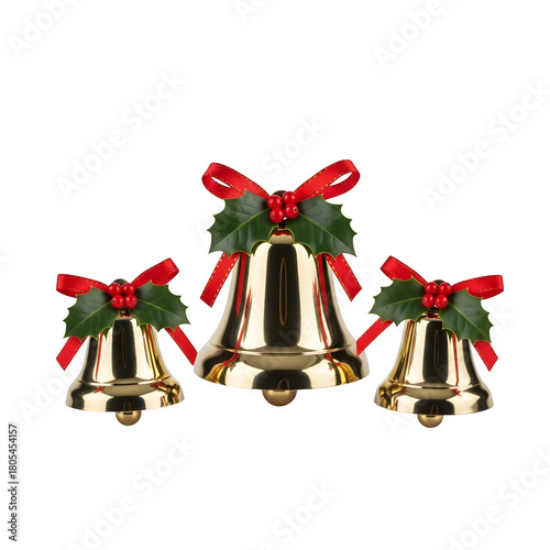 a set of christmas bells isolated on a transparent or white background. PNG