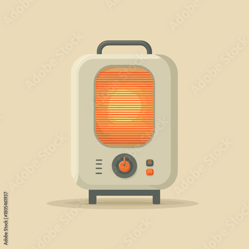 Portable Electric Heater with Glowing Element Illustration