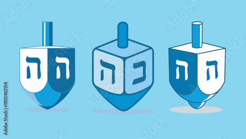 Cute vector dreidel with Hebrew vector illustration art