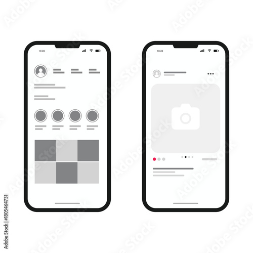 Social media mockup templates on dashboard and profile pages. Stock Illustration