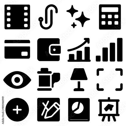 Iconic Assortment: A meticulously curated collection of iconic symbols representing various facets of creativity, finance, and technology, each design speaks volumes.