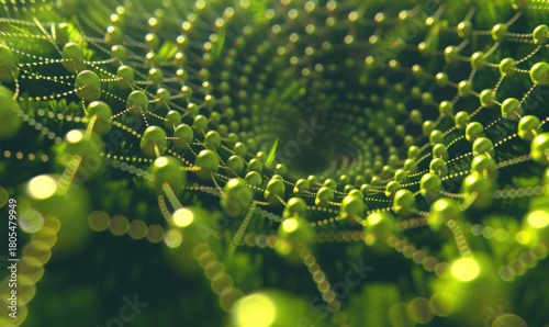 Abstract green dna helix structure molecular science technology