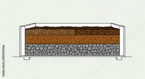 Raised garden bed diagram for horticulture and urban gardening