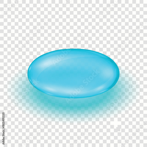 Vector 3d Realistic Blue Pill Capsule, Isolated. Realistic Softgel Pill Icon. Glossy Medicine Oval Pill for Pharmacy, Healthcare Concept. Painkiller, Vitamin, Drug , Medical Design Template