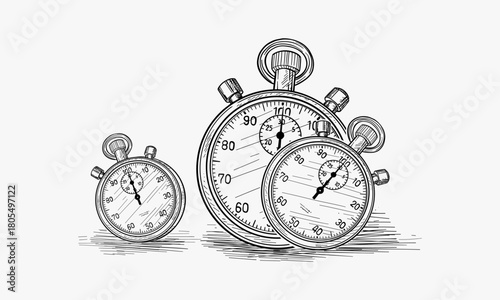 Doodle style stopwatch or timer illustration in vector format suitable for web, print, or advertising use.