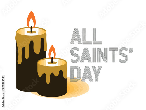 Two candles burning for all saints' day celebration art