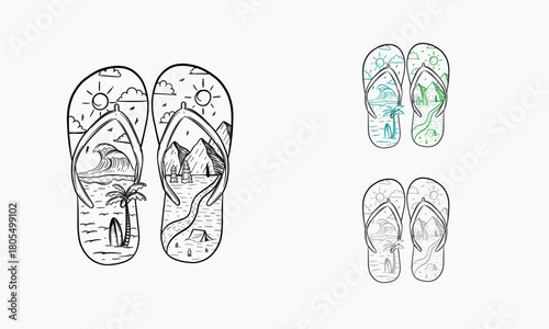 Beach and mountain sandals illustration