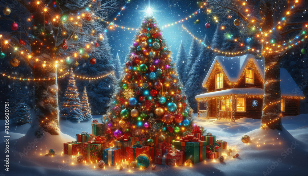 Fototapeta premium christmas tree in the night