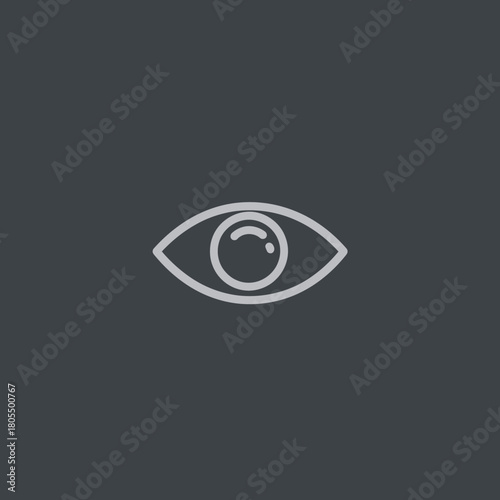 A simple outline eye icon on a dark grey background