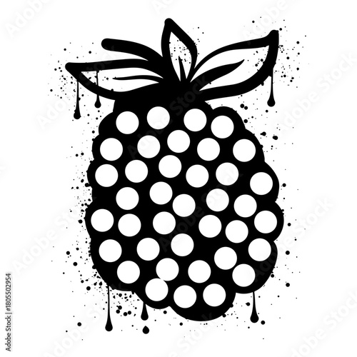 Blackberry fruit graffiti with black spray paint