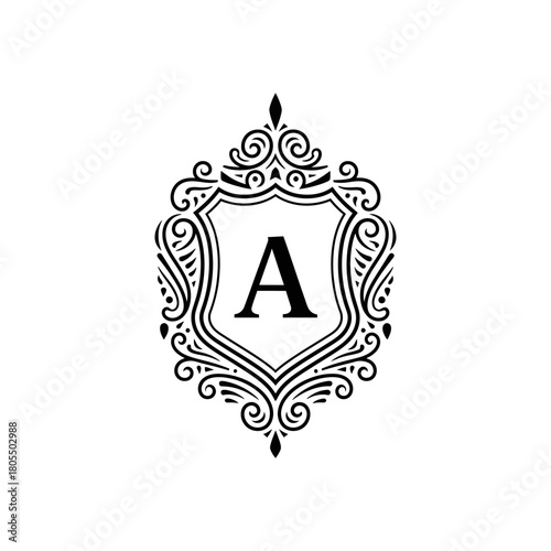 Elegant Monogram A Emblem with Ornate Border.