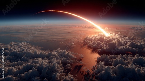 Dawn of technology: a rocket's journey against the backdrop of t