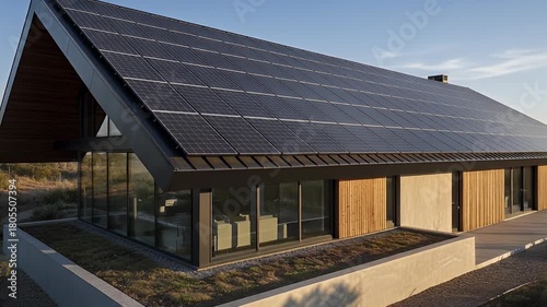 Wallpaper Mural Modern Sustainable Home with Solar Panels and Architectural Design. Torontodigital.ca