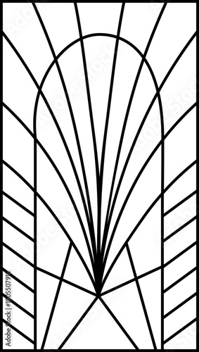 Fanburst form emerges through narrow radiating lines shaping a balanced panel design.