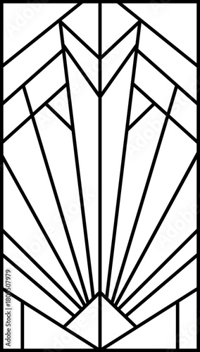 Fanburst shape extends from a central anchor through structured linear geometry.