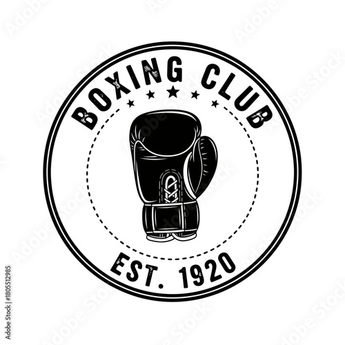Vintage boxing club logo with a classic glove illustration.