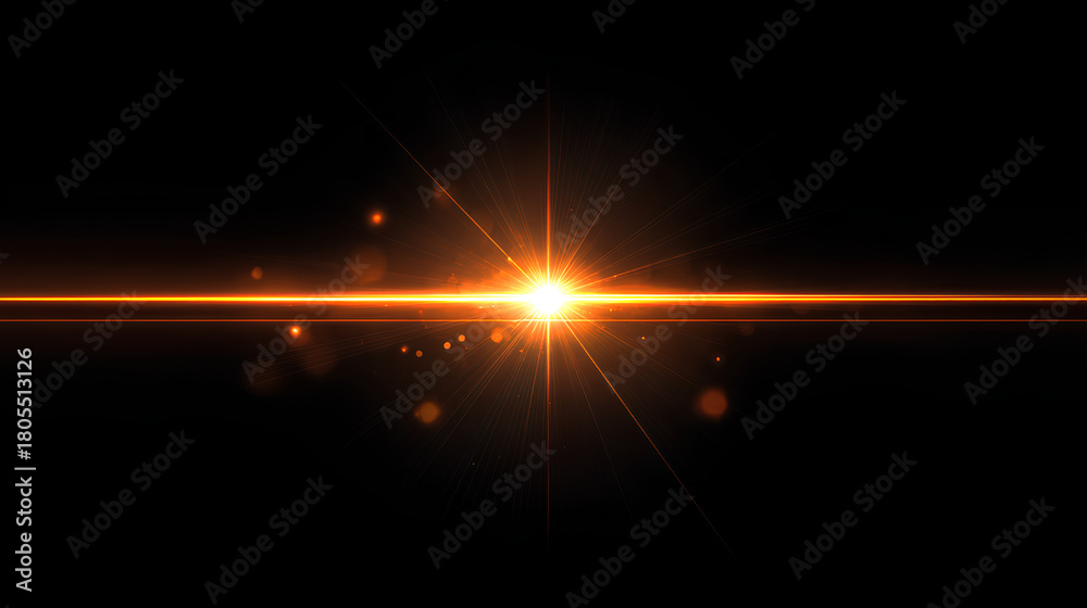 Fototapeta premium Orange lens flare streak on White background. Stock Illustration