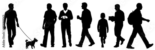 Silhouettes of People Walking Diverse Crowd Illustration