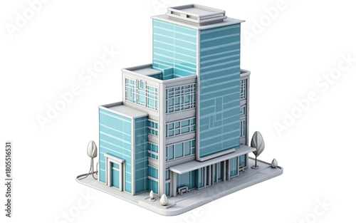 isometric view of a modern building construction project
