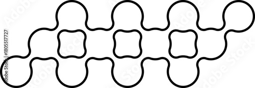 Modular formation of interconnected hollow circles arranged in a compact checker-style geometric grid pattern.