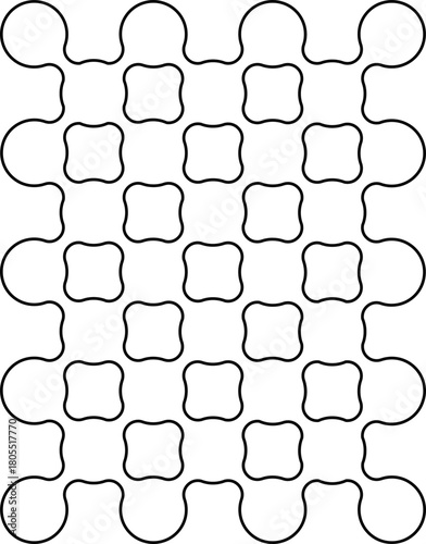 Modular geometric pattern featuring hollow outlined circles arranged in a dense square grid.