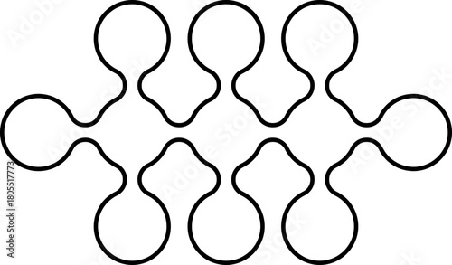 Modular outline of interconnected circles forming a diamond-shaped clustered grid.