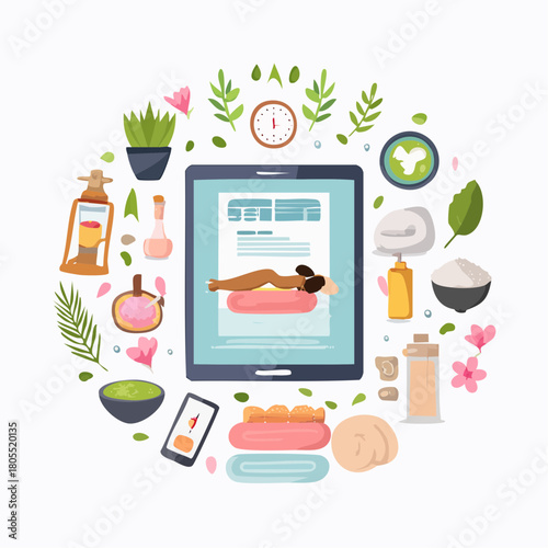 Online Spa and Massage Therapy Service Concept.