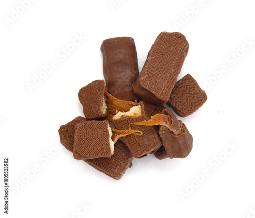 Big chocolate candy on a white background