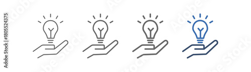 
outline icon sheet solution with hand and light bulb design