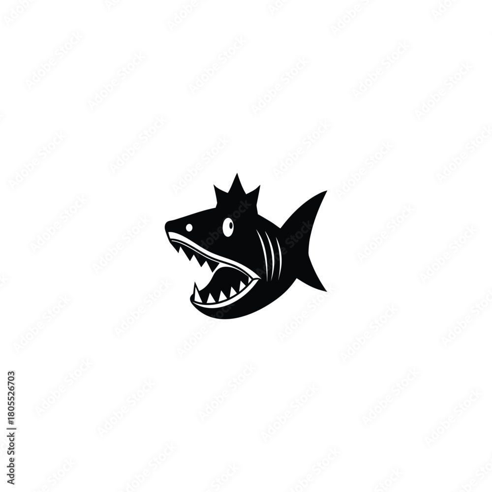 Fototapeta premium Angry wild fish character fierce teeth ocean creature vector