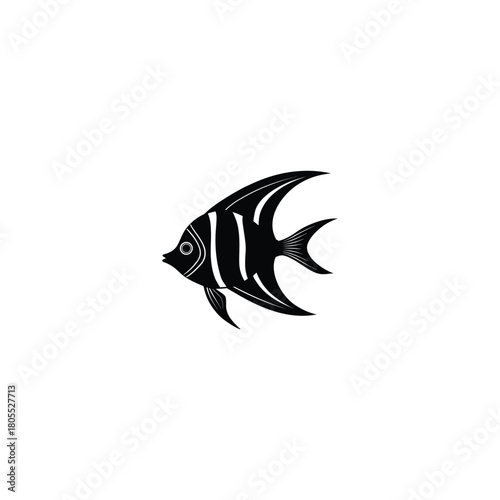 Elegant striped angelfish silhouette bold marine artwork vector